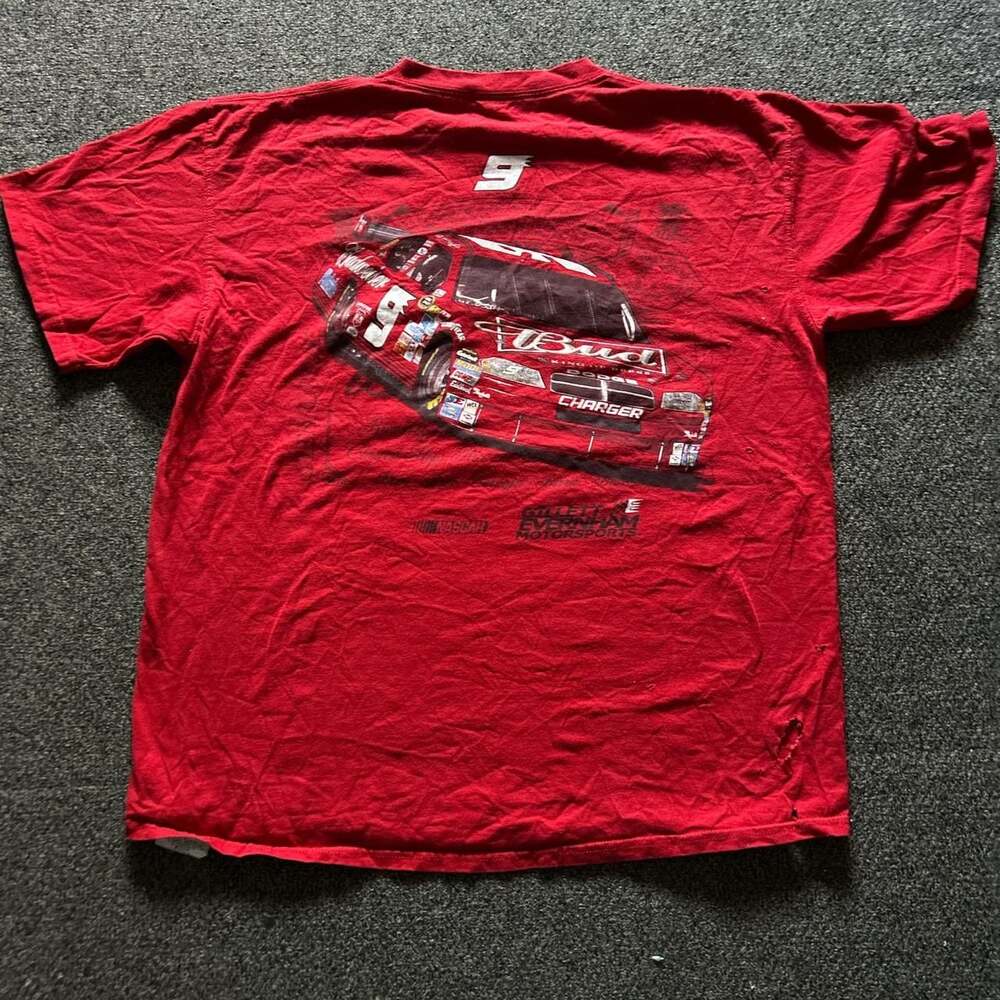 Vintage Red NASCAR Budweiser Race Car Tee - Y2K Baggy Style